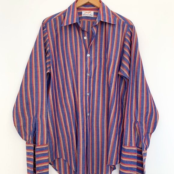 Vintage Jossyth - Size L - Blue / Red button up dress shirt - Picture 1 of 6